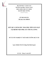 Kết quả chăm sóc thai phụ tiền sản giật tại bệnh viện phụ sản TW