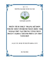 PHÂN TÍCH THỰC TRẠNG kê đơn THUỐC đối với BỆNH NHÂN điều TRỊ NGOẠI TRÚ tại TRUNG tâm CHẨN đoán y KHOA THÀNH PHỐ cần THƠ năm 2015