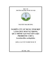 Luận văn tốt nghiệp dược sĩ nghiên cứu sử dụng tinh bột làm chất bảo vệ trong quá trình tạo nguyên liệu probiotic chứa lactobacillus acidophilus  nguyễn mai hương 