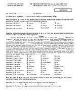 Đề thi tốt nghiệp môn tiếng anh THPT 2016