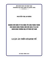 Nghiên cứu nhân tố tác động tới lòng trung thành của khách hàng trong lĩnh vực bán lẻ tại các ngân hàng thương mại cổ phần Việt Nam