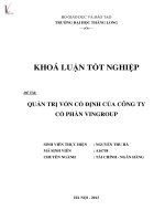 Luận văn Quản trị vốn cố định của công ty cổ phần VINGROUP