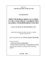 Luận văn dược sĩ chuyên khoa phân tích hoạt động lựa chọn và mua sắm thuốc tại bệnh viện đa khoa tỉnh bình định năm 2012 