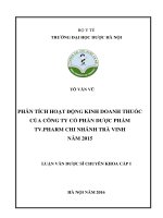 PHÂN TÍCH HOẠT ĐỘNG KINH DOANH THUỐC của CÔNG TY cổ PHẦN dược PHẨM TV PHARM CHI NHÁNH TRÀ VINH năm 2015