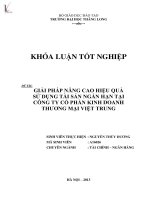 Luận văn giải pháp nâng cao hiệu quả sử dụng tài sản ngắn hạn tại công ty cổ phần kinh doanh thương mại việt trung 