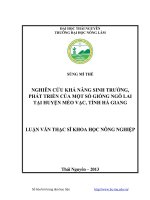Nghiên cứu khả năng sinh trưởng, phát triển của một số giống ngô lai tại huyện mèo vạc tỉnh hà giang 