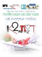 tuyển chọn các bài toán hệ phương trình