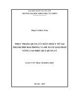 Thực trạng quản lý chất thải y tế tại thành phố hải phòng và đề xuất giải pháp nâng cao hiệu quả quản lý 