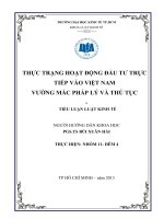 THỰC TRẠNG HOẠT ĐỘNG đầu tư TRỰC TIẾP vào VIỆT NAM VƯỚNG mắc PHÁP lý và THỦ tục 