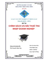 luan van ve CHÍNH SÁCH ưu đãi THUẾTHU
