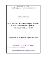 PHÁT TRIỂN tín DỤNG bán lẻ tại NGÂN HÀNG đầu tư và PHÁT TRIỂN VIỆT NAM CHI NHÁNH TỈNH bắc GIANG 