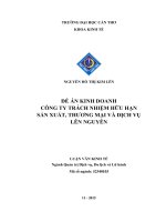 ĐỀ ÁN KINH DOANH BẦU HỒ LÔ