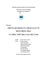 NHỮNG QUI ĐỊNH của PHÁP LUẬT về HOẠT ĐỘNG m  a và THỰC TIỄN m  a tại VIỆT NAM 