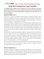 Đề thi IELTS Writing Task 2 ngày 21/05/2016