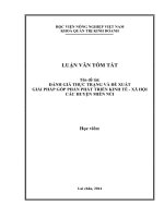 Đánh giá thực trạng và đề xuất giải pháp góp phần phát triển kinh tế, xã hội các huyện miền núi 
