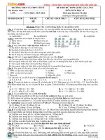 Đề thi thử THPT Quốc gia môn Sinh học năm 2016 trường THCS-THPT Cô Tô, An Giang (Lần 2)