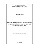 Đánh giá tính đa dạng sinh học nông nghiệp huyện nghĩa đàn, tỉnh nghệ an và đề xuất giải pháp phát triển hợp lý 