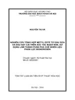 Luận án tiến sĩ nghiên cứu tổng hợp metyl este từ dầu dừa và dầu hạt cải trên xúc tác bazơ rắn, sử dụng làm thành phần pha chế nhiên liệu phản lực biokerosen (TT) 