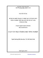 Đánh giá hiện trạng và hiệu quả sử dụng đất nông nghiệp trên địa bàn huyện kỳ anh, tỉnh hà tĩnh 