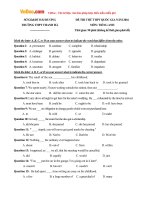 ĐỀ THI THỬ THPT QUỐC GIA NĂM 2016 MÔN TIẾNG ANH HẢI DƯƠNG