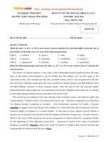 ĐỀ KTCL ÔN THI THPT QUỐC GIA KHỐI 12 LẦN 3 NĂM HỌC 20152016