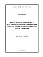 Luận án tiến sĩ nghiên cứu thành phần hóa học và hoạt tính sinh học của hai loài san hô mềm sarcophyton pauciplicatum và sinularia cruciata ở việt nam 