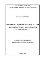 Vai trò của hội liên hiệp phụ nữ tỉnh hải dương trong xóa đói,giảm nghèo hiện nay 
