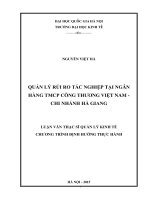 QUẢN lý rủi RO tác NGHIỆP tại NGÂN HÀNG TMCP CÔNG THƯƠNG VIỆT NAM   CHI NHÁNH hà GIANG 