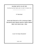 Đảng bộ tỉnh hưng yên lãnh đạo chiến tranh du kích trong kháng chiến chống thực dân pháp (1946 1954) 