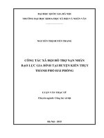 Công tác xã hội hỗ trợ nạn nhân bạo lực gia đình tại huyện kiến thụy, thành phố hải phòng 