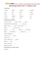 Bài tập tiếng anh lớp 5 Unit 1: A Summer Camp