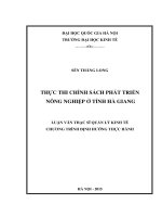 THỰC THI CHÍNH SÁCH PHÁT TRIỂN NÔNG NGHIỆP ở TỈNH hà GIANG 