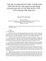 Giáo dục tư tưởng Hồ Chí Minh về chiến tranh nhân dân cho học sinh trung học phổ thông trong dạy học lịch sử Việt Nam thời kỳ 1945  1954 (chương trình nâng cao)