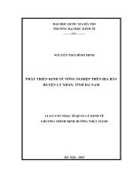 Luận văn phát triển kinh tế nông nghiệp trên địa bàn huyện Lý Nhân, tỉnh Hà Nam