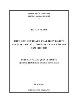 Thực hiện quy hoạch phát triển kinh tế huyện quỳnh lưu, tỉnh nghệ an đến năm 2020, tầm nhìn 2025 
