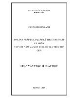 SO SÁNH PHÁP LUẬT QUẢN lý THUẾ THU NHẬP cá NHÂN tại VIỆT NAM và một số QUỐC GIA TRÊN THẾ GIỚI 