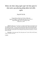 Khảo sát chức năng ngôn ngữ văn bản quản lý nhà nước qua phương pháp phân tích diễn ngôn