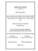 Hoạt động giải phóng mặt bằng trên địa bàn huyện diễn châu, tỉnh nghệ an 