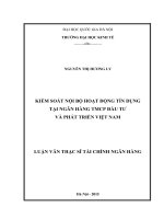 Kiểm soát nội bộ hoạt động tín dụng tại ngân hàng TMCP đầu tư và phát triển việt nam 