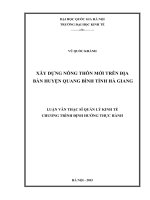 XÂY DỰNG NÔNG THÔN mới TRÊN địa bàn HUYỆN QUANG BÌNH TỈNH hà GIANG 