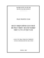 Hoàn thiện chính sách thuế để phát triển doanh nghiệp nhỏ và vừa ở việt nam 