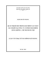 Quản trị rủi ro trong bảo hiểm vật chất xe cơ giới tại công ty cổ phần bảo hiểm hàng không   chi nhánh hà nội 