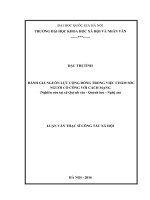 Đánh giá nguồn lực cộng đồng trong việc chăm sóc người có công với cách mạng ( nghiên cứu tại xã quỳnh văn   quỳnh lưu, nghệ an) 