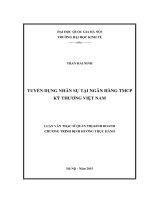 Tuyển dụng nhân sự tại ngân hàng TMCP kỹ thương việt nam 