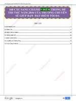 ĐÁP án 160 câu hỏi SANG CHẢNH 9 điểm vật lý TRONG đề THI THỬ 2016 của TRƯỜNG CHUYÊN sẽ GIÚP bạn đạt tối đa