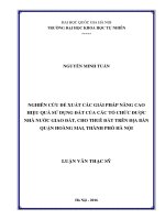 Nghiên cứu đề xuất các giải pháp nâng cao hiệu quả sử dụng đất của các tổ chức được nhà nước giao đất, cho thuê đất trên địa bàn quận hoàng mai, thành phố hà nội 
