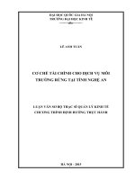 Cơ chế tài chính cho dịch vụ môi trường rừng tại tỉnh nghệ an 