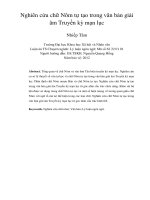 Nghiên cứu chữ Nôm tự tạo trong văn bản giải âm Truyền kỳ mạn lục