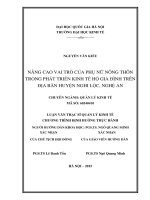 Nâng cao vai trò của phụ nữ nông thôn trong phát triển kinh tế hộ gia đình trên địa bàn huyện nghi lộc, tỉnh nghệ an 