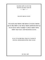 ỨNG DỤNG hệ THỐNG THẺ điểm cân BẰNG TRONG QUẢN TRỊ CHIẾN lược HOẠT ĐỘNG KINH DOANH tại NGÂN HÀNG NÔNG NGHIỆP và PHÁT TRIỂN NÔNG THÔN VIỆT NAM   CHI NHÁNH hà GIANG 